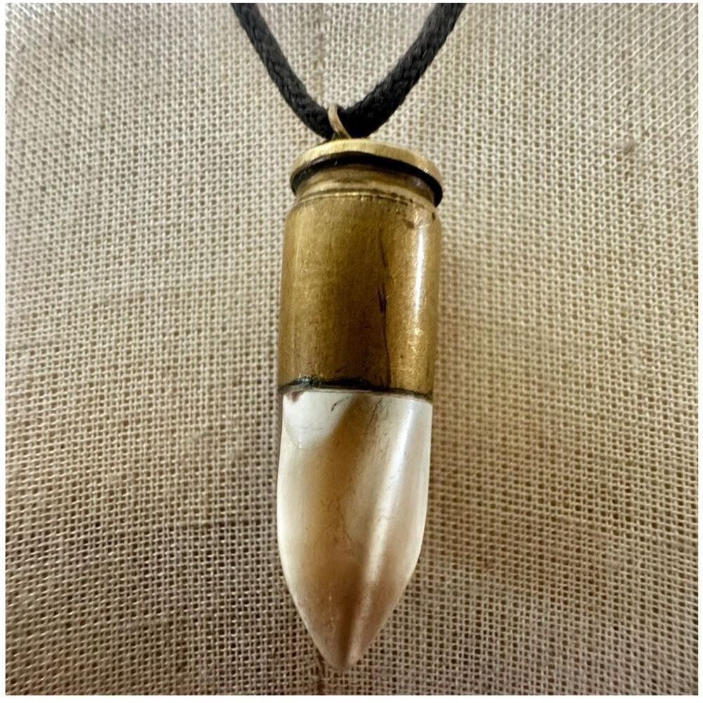 Rustic Bullet Casing Pendant with Horn Tip on cord